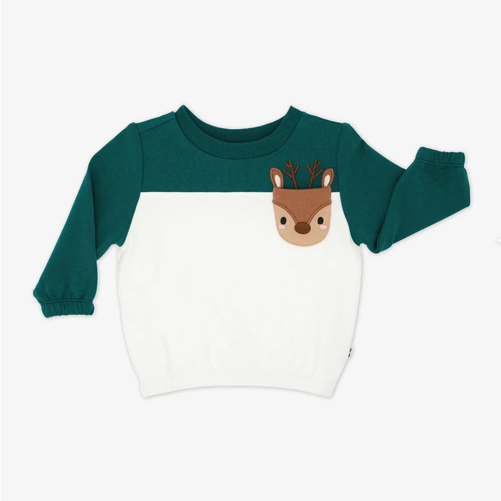 Little Sleepies Reindeer Green and White Shirt 6-12